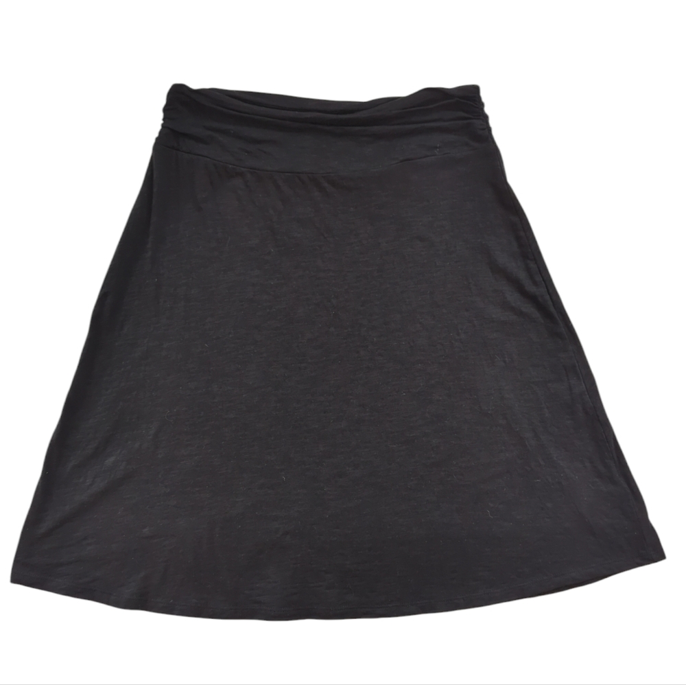 Dakini Heathered Ruched Lightweight A-Line Skirt XS Black